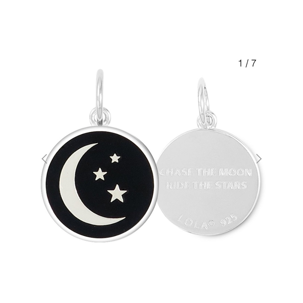 Lola Silver and Black Moon Star Pendant NwT